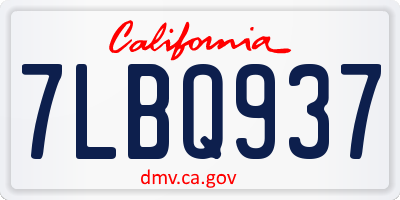 CA license plate 7LBQ937