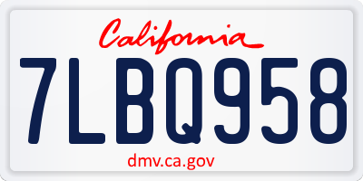 CA license plate 7LBQ958