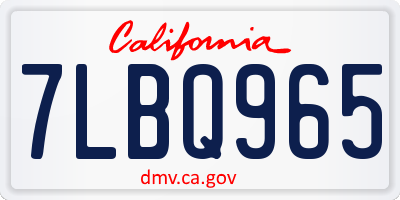 CA license plate 7LBQ965