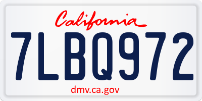CA license plate 7LBQ972