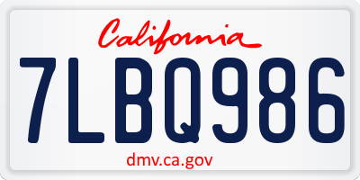 CA license plate 7LBQ986