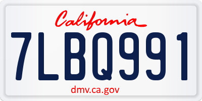 CA license plate 7LBQ991