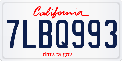 CA license plate 7LBQ993