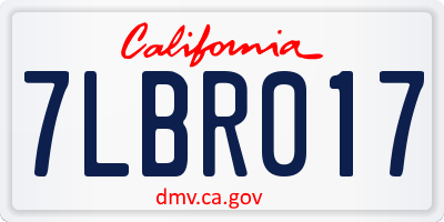 CA license plate 7LBR017