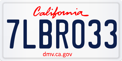 CA license plate 7LBR033