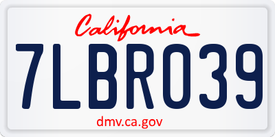 CA license plate 7LBR039