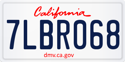 CA license plate 7LBR068