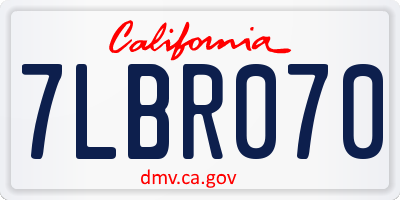 CA license plate 7LBR070