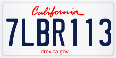 CA license plate 7LBR113