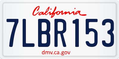 CA license plate 7LBR153