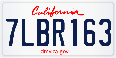CA license plate 7LBR163