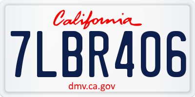 CA license plate 7LBR406