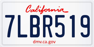 CA license plate 7LBR519