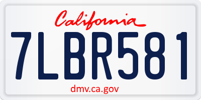 CA license plate 7LBR581