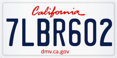 CA license plate 7LBR602