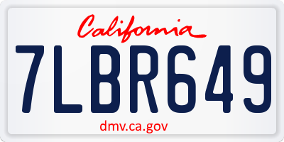 CA license plate 7LBR649