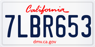 CA license plate 7LBR653