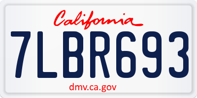 CA license plate 7LBR693