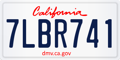 CA license plate 7LBR741
