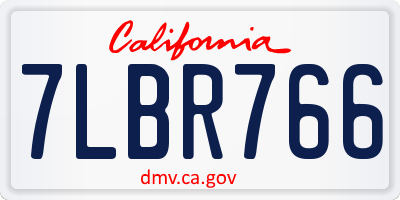 CA license plate 7LBR766