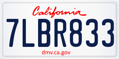 CA license plate 7LBR833