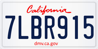 CA license plate 7LBR915