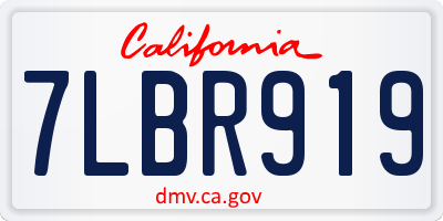 CA license plate 7LBR919