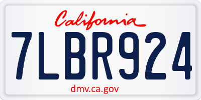 CA license plate 7LBR924