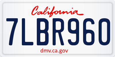 CA license plate 7LBR960