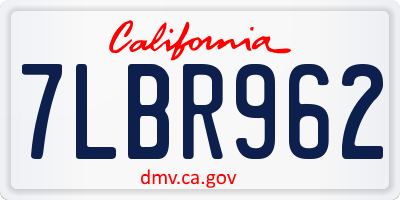 CA license plate 7LBR962