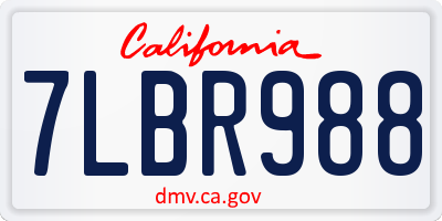 CA license plate 7LBR988