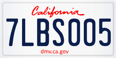 CA license plate 7LBS005