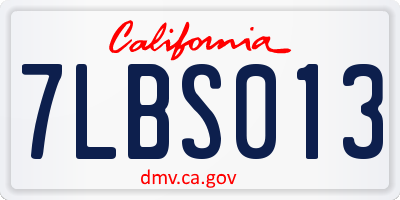 CA license plate 7LBS013