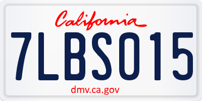 CA license plate 7LBS015