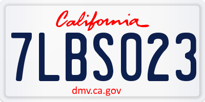 CA license plate 7LBS023