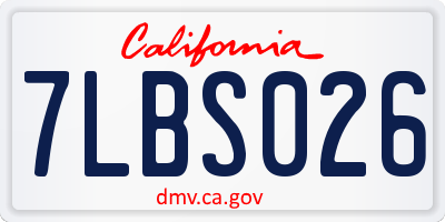 CA license plate 7LBS026