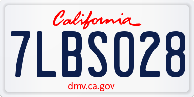CA license plate 7LBS028