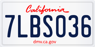 CA license plate 7LBS036