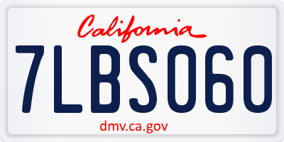 CA license plate 7LBS060