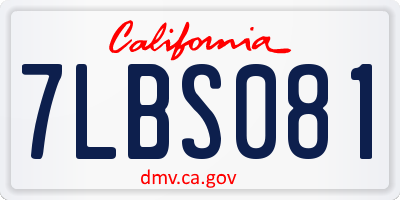 CA license plate 7LBS081