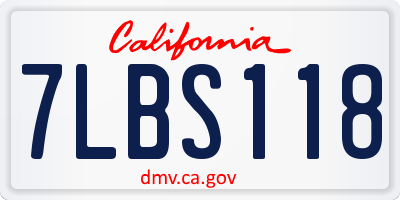 CA license plate 7LBS118