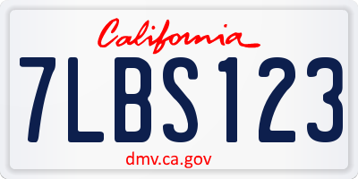 CA license plate 7LBS123