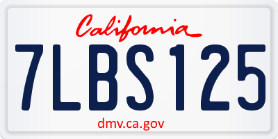 CA license plate 7LBS125