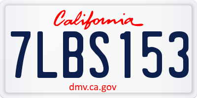 CA license plate 7LBS153
