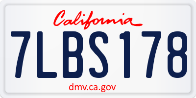 CA license plate 7LBS178
