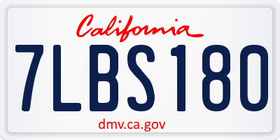 CA license plate 7LBS180