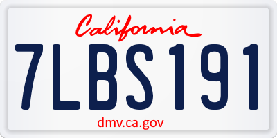 CA license plate 7LBS191