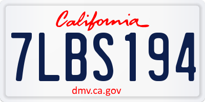 CA license plate 7LBS194