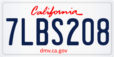 CA license plate 7LBS208