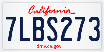 CA license plate 7LBS273